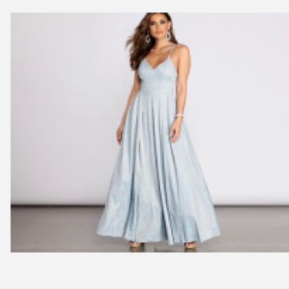 LISETTE GLITTER SHINE PLEATED BALL GOWN
